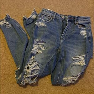 Distressed American Eagle Mom Jeans